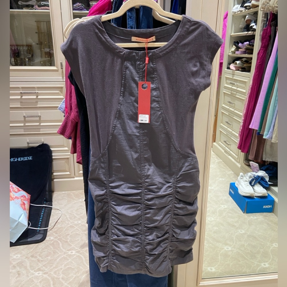 Wearables Aviana Gray Ruched Scrunched mini Dress BNWT